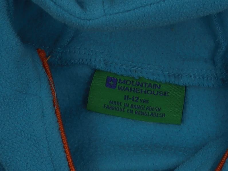 Mountain Warehouse Boys Blue Fleece 1/4 Zip Hooded Jacket 11-12 Years