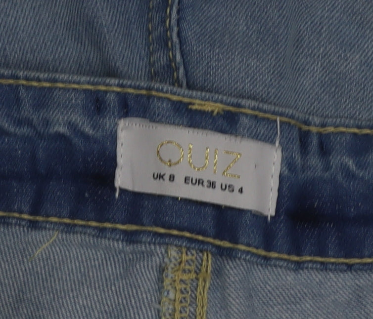 Quiz Women's Blue Distressed Boyfriend Jeans Size 8