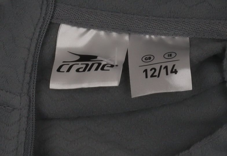 Crane Women Grey 1/4 Zip Fleece Jacket Size 12 Regular Fit