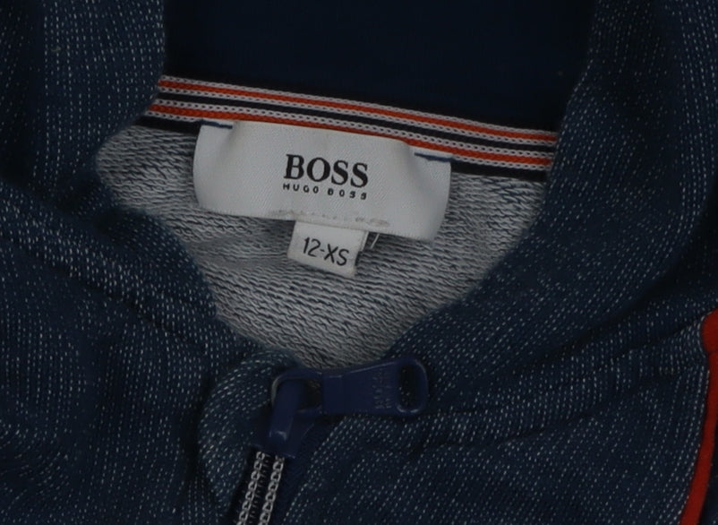 Hugo Boss Men’s Blue Full Zip Hoodie XS Lightweight Cotton