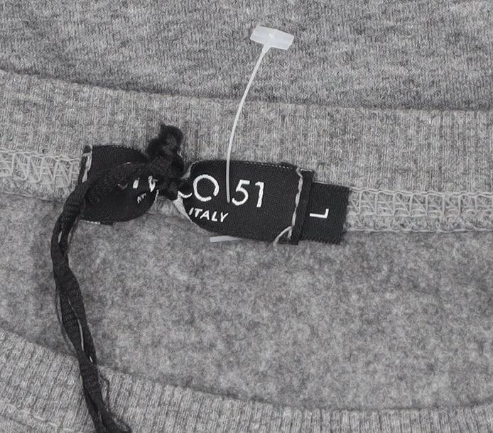 Noco 51 Women Grey L Pullover Sweatshirt Graphic Cotton Blend