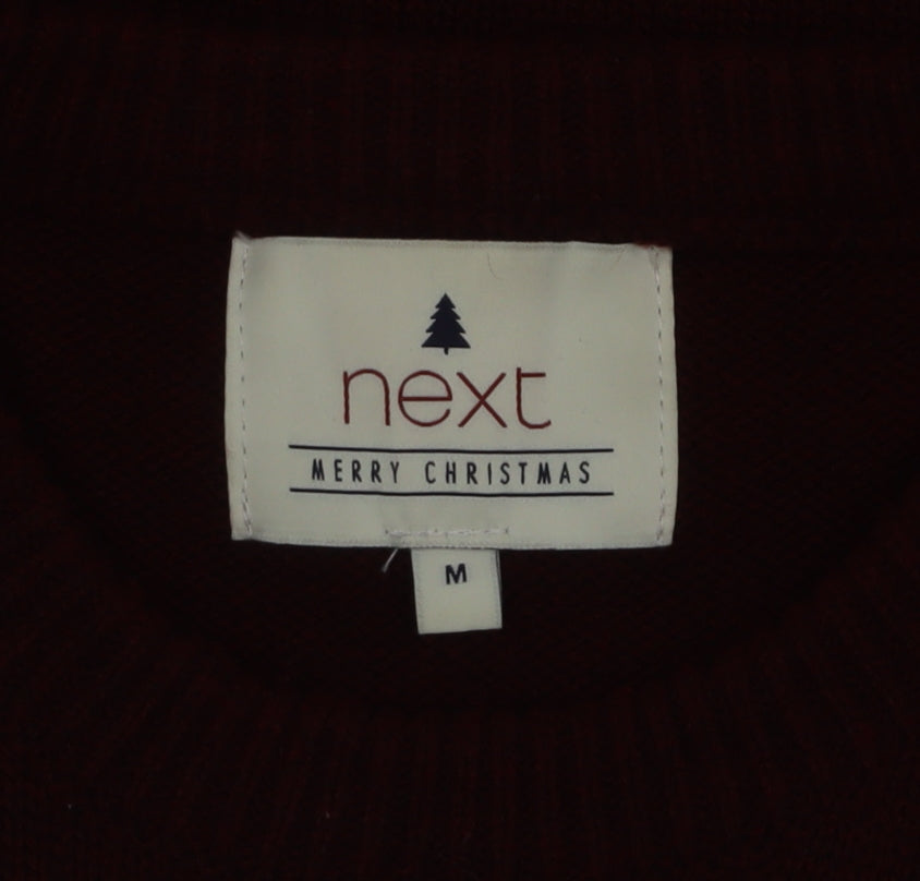 Next Women Burgundy Christmas Polar Bear Pullover Sweatshirt M