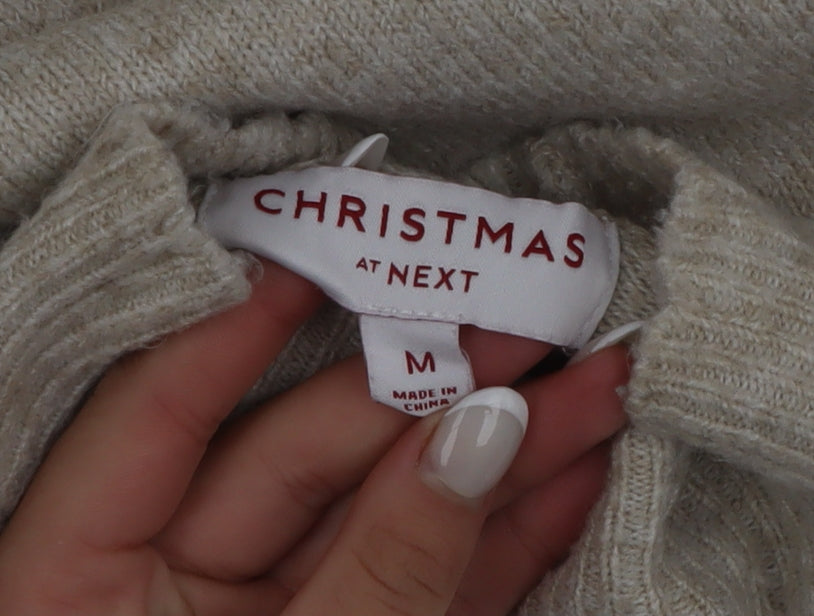 Next Womens Beige Christmas Polar Bear Fair Isle Jumper M