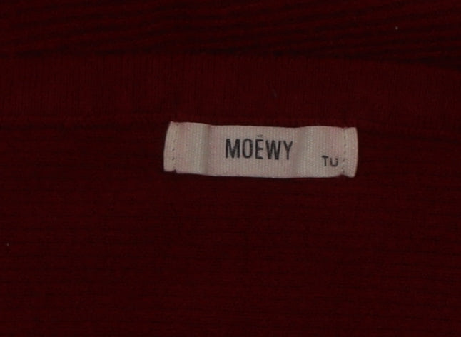 MOËWY Women's Red Cold Shoulder Beaded Knit Jumper One Size