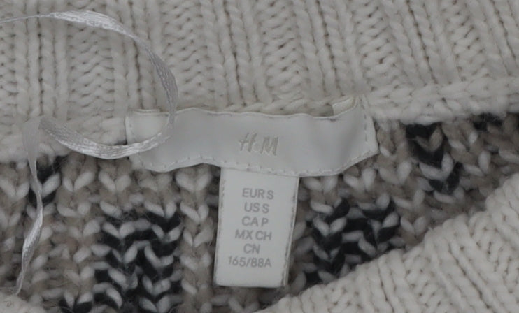 H&M Women Ivory Fair Isle Knit Pullover Jumper Size S