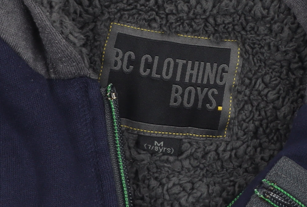 BC Clothing Boys Navy Full Zip Hoodie M (7-8 Years) Cotton Blend