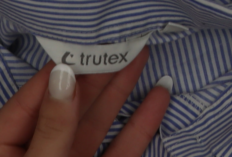 Trutex Women's Blue Striped Button-Up Long Sleeve Shirt Size 8