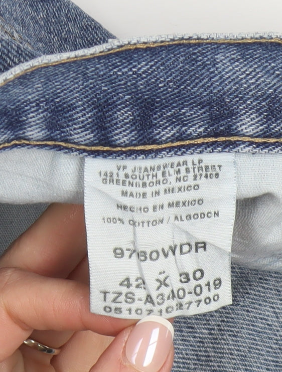 Wrangler Men's Blue Denim Cargo Shorts Size 42 Relaxed Fit