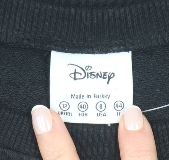 Disney Womens Black Minnie Mouse Embossed Pullover Sweatshirt Size 12