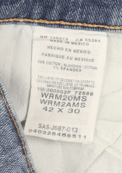 Wrangler Men's Blue Straight Fit Denim Jeans 42x30 Big & Tall