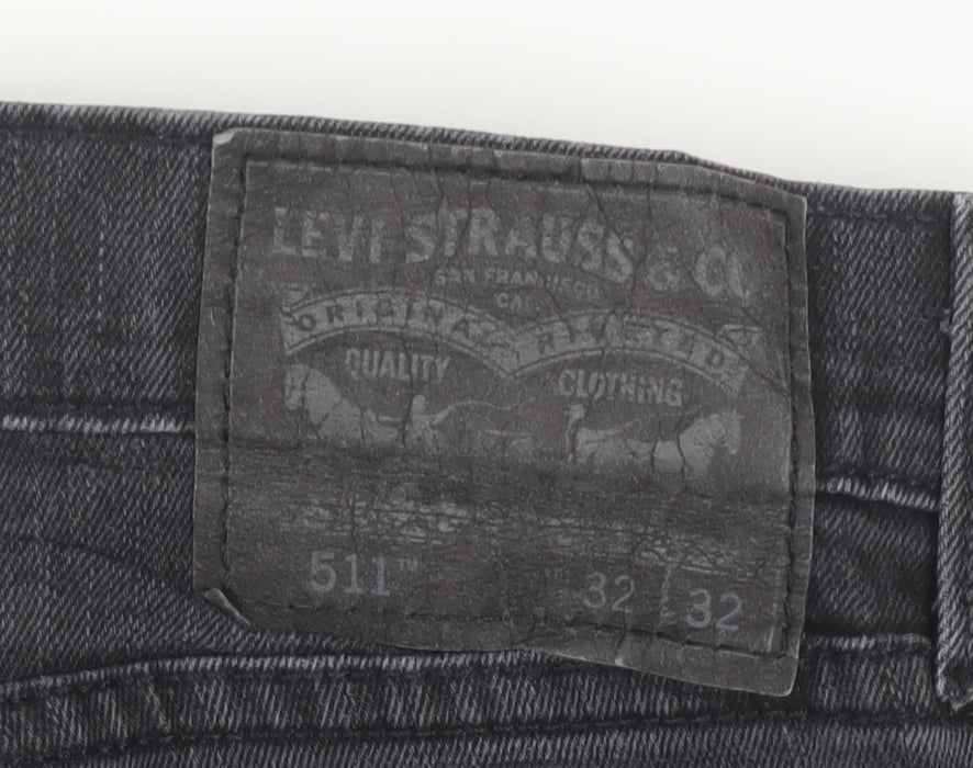 Levi's 511 Men's Black Slim Fit Denim Jeans 32W 32L Straight Leg