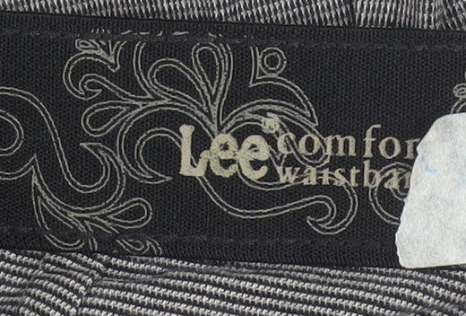 Lee Women Grey Stripe Chino Trousers Size 14 Medium Cotton Blend