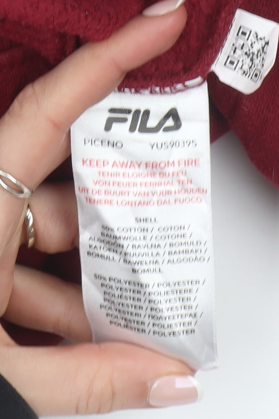Fila Boys Burgundy 1/4 Zip Sweatshirt Size 164CM Cotton Blend Pullover