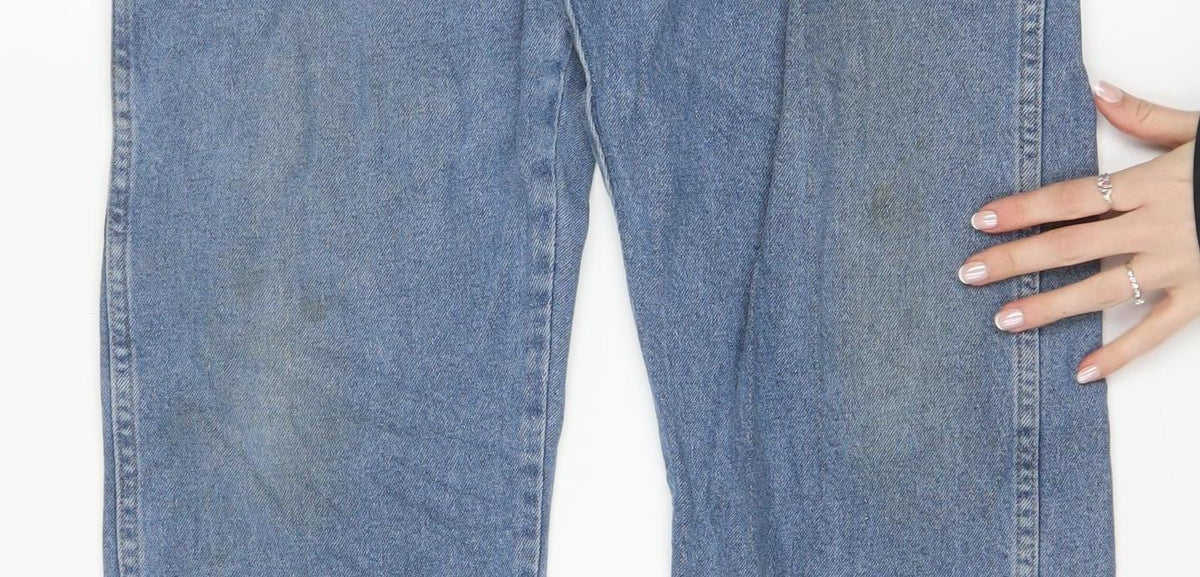 Wrangler Men's Blue 34x32 Regular Fit Straight Denim Jeans