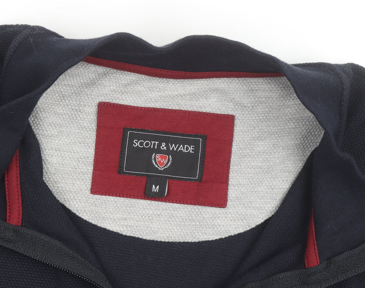 Scott & Wade Men's Blue M High Neck 1/2 Zip Cotton Jumper