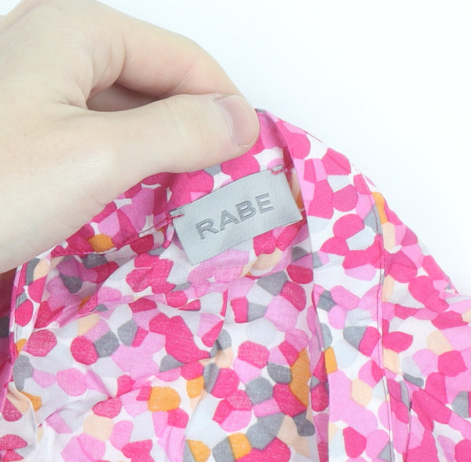 Rabe Womens Pink Floral Cotton 3/4 Sleeve Tunic Blouse Size 14