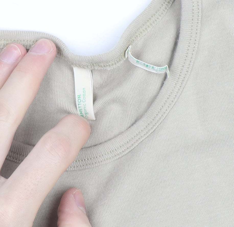 United Colors of Benetton Womens Beige Basic Slim Fit Cotton T-Shirt Size S