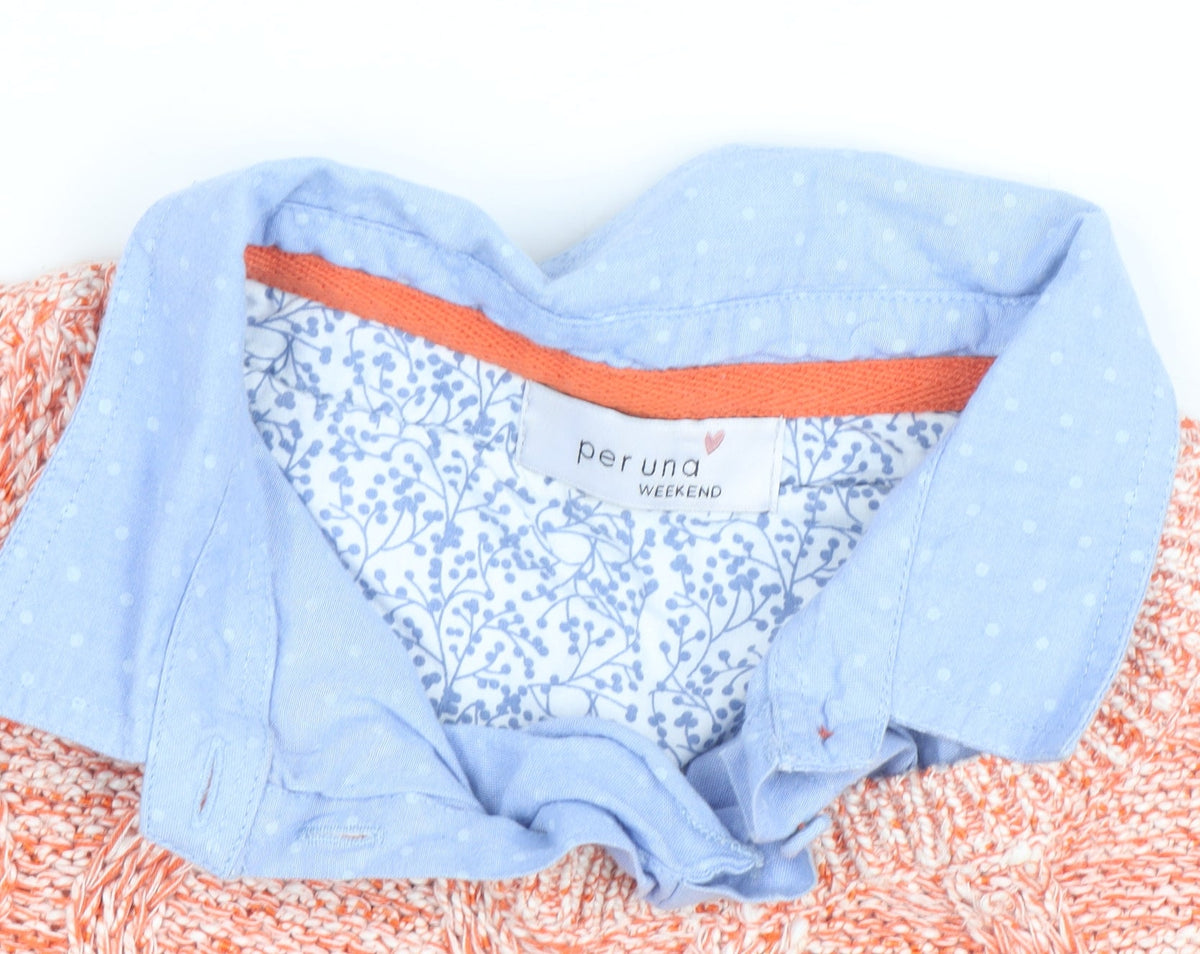 Marks & Spencer Women Orange Cable Knit Cotton Jumper UK 12