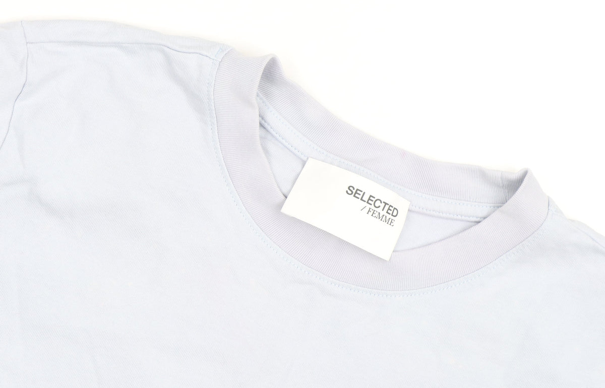 Selected Femme Women’s Blue Cotton Crew Neck Short Sleeve T-Shirt Size M
