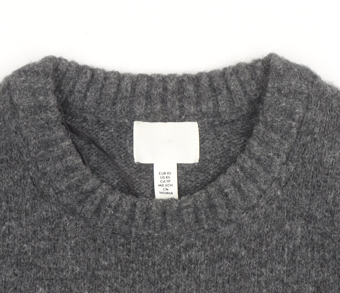 H&M Women's Grey Wool Blend Crew Neck Pullover Jumper XS