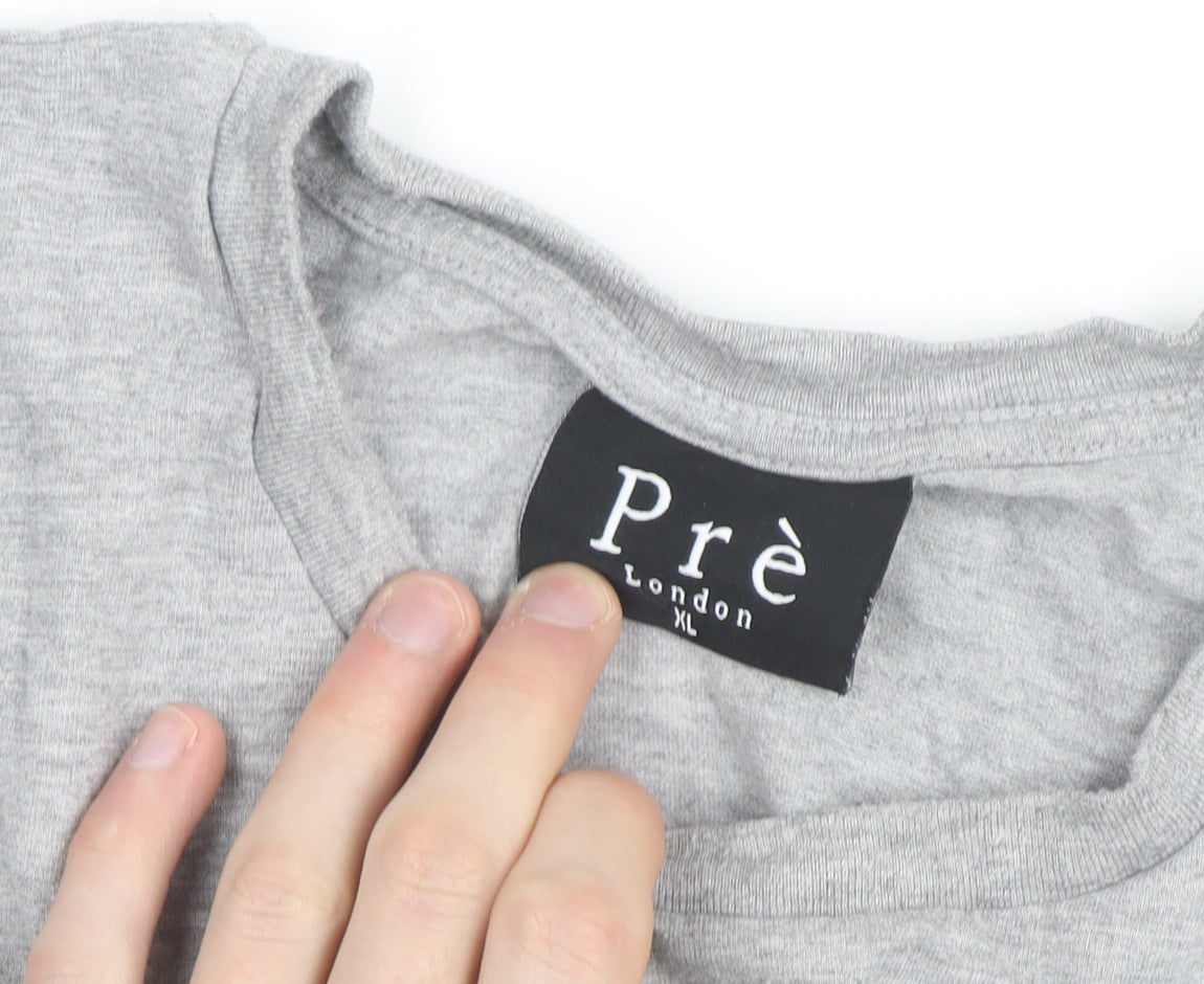 Prè London Men's Grey XL Crew Neck Short Sleeve T-Shirt
