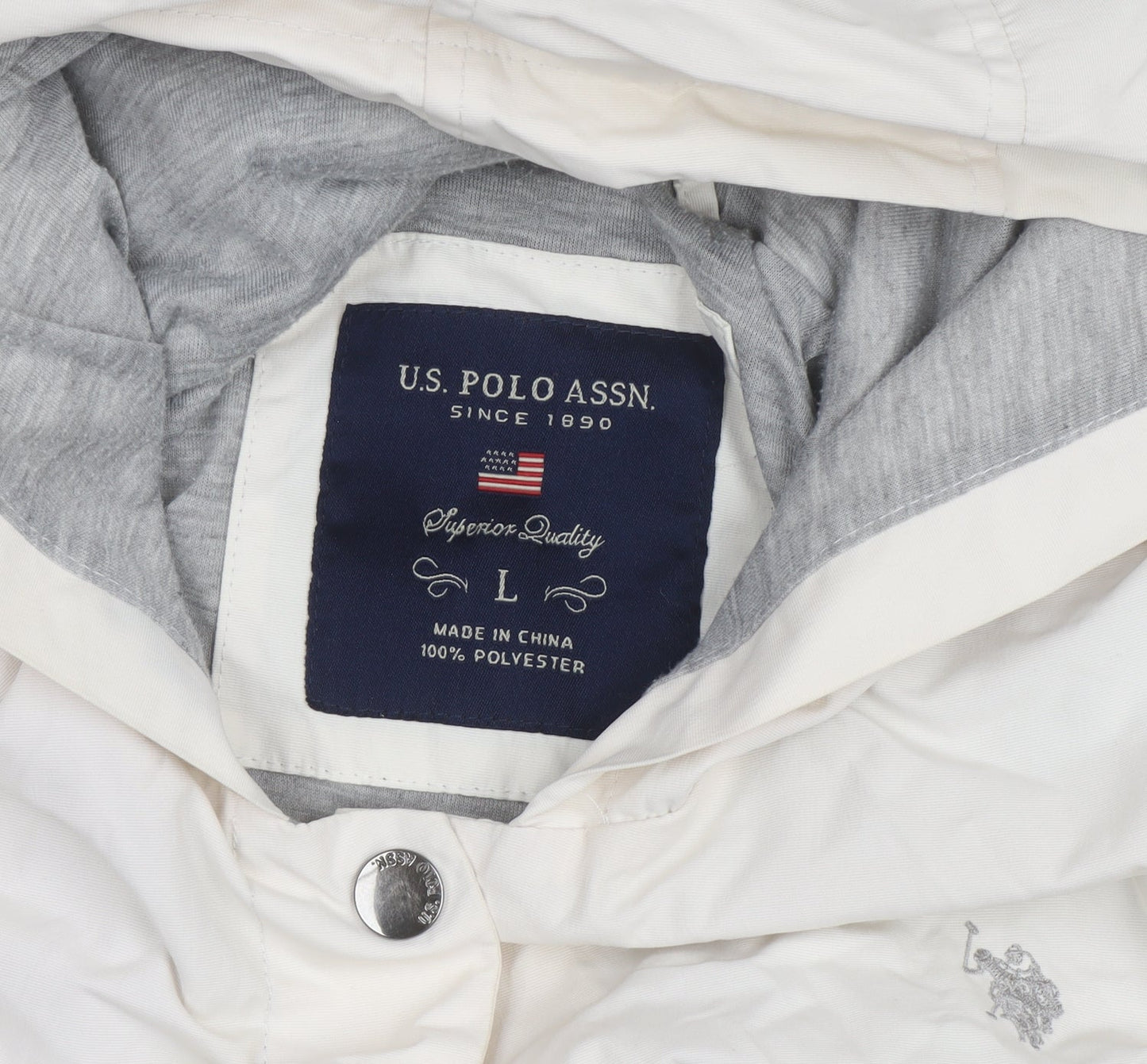 U.S. Polo Assn. Men's Ivory Hooded Rain Jacket Size L
