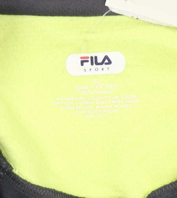 Fila Women Grey & Lime Full Zip Hoodie XL Polyester Activewear