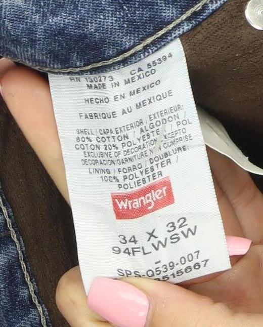 Wrangler Men’s Blue Regular Fit Straight Denim Jeans 34x32