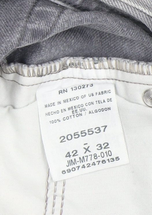 Lee Men's Grey Relaxed Fit Straight Jeans 42x32 Cotton Denim
