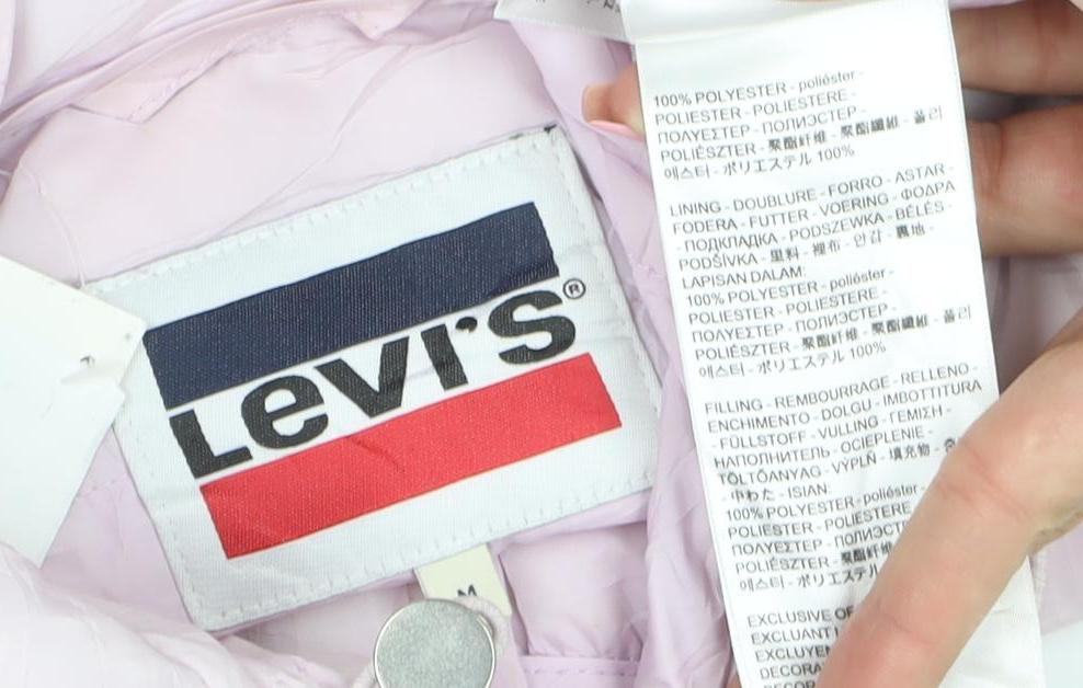 Levi's Women's Pink Hooded Puffer Jacket Size M Casual Winter Coat