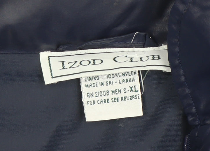 Izod Club Men’s Blue XL Bomber Security Jacket Zip Pockets Nylon