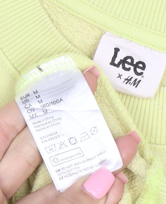 Lee x H&M Men's Yellow Cotton Graphic Logo Pullover Sweatshirt M