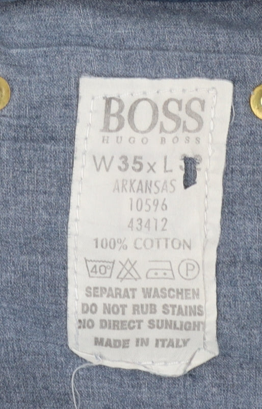 Hugo Boss Men's Blue Cotton Chino Trousers W35 L Regular Fit