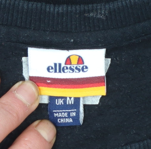 Ellesse Men's Black Pullover Sweatshirt Medium Logo Crew Neck