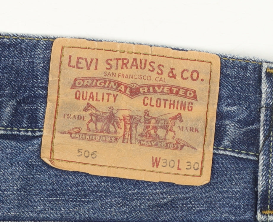 Levi’s 506 Standard Men’s Blue 30x30 Straight Leg Distressed Jeans
