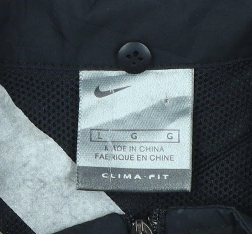 Nike Women Black L Clima-Fit Windbreaker Jacket Lightweight Full Zip