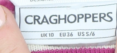 Craghoppers Women’s Pink Striped Long Sleeve Boat Neck T-Shirt UK 10