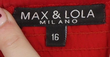 Max & Lola Milano Women's Red One Shoulder Beaded Chiffon Dress Size 16