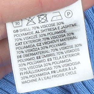 H&M Womens Blue Boat Neck Ribbed Knit Slim Fit Pullover Jumper Size 12