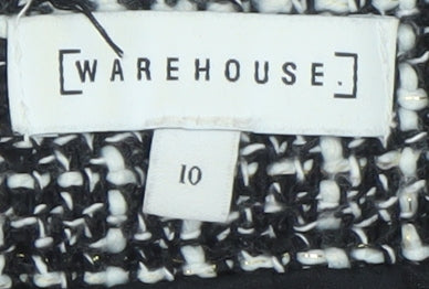 Warehouse Women Black Tweed Check Pencil Skirt Size 10