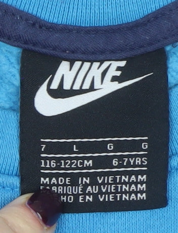 Nike Boys Blue Crew Neck Sweatshirt 6-7 Years Just Do It Graphic