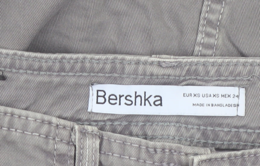 Bershka Women's Grey Cargo Twill Short Skirt XS