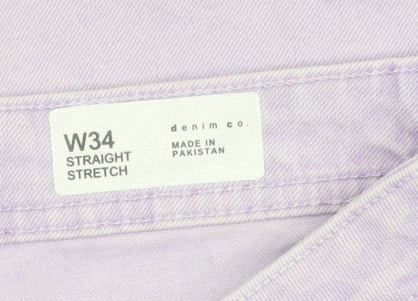 Denim Co Men's Purple Stretch Chino Shorts W34 Regular Fit