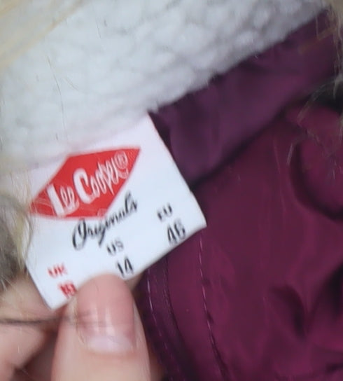 Lee Cooper Women’s Purple Puffer Jacket Size 14 Hooded Winter Coat