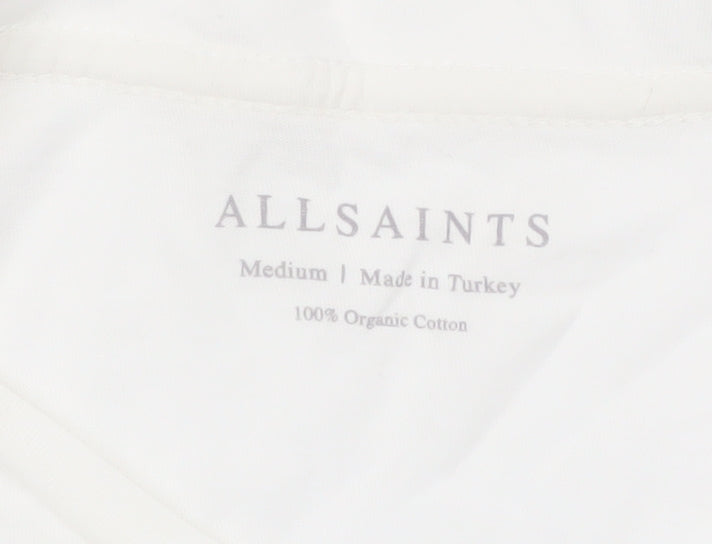 AllSaints Men's White Organic Cotton Crew Neck T-Shirt Size M