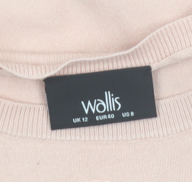Wallis Women Pink Floral Embroidered Knit Pullover Jumper UK 12