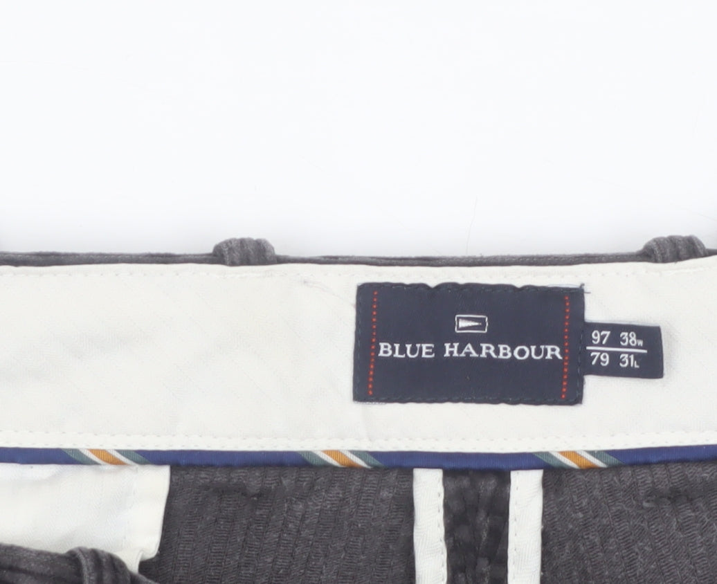 Marks and Spencer Blue Harbour Men's Grey Corduroy Trousers 38W 31L