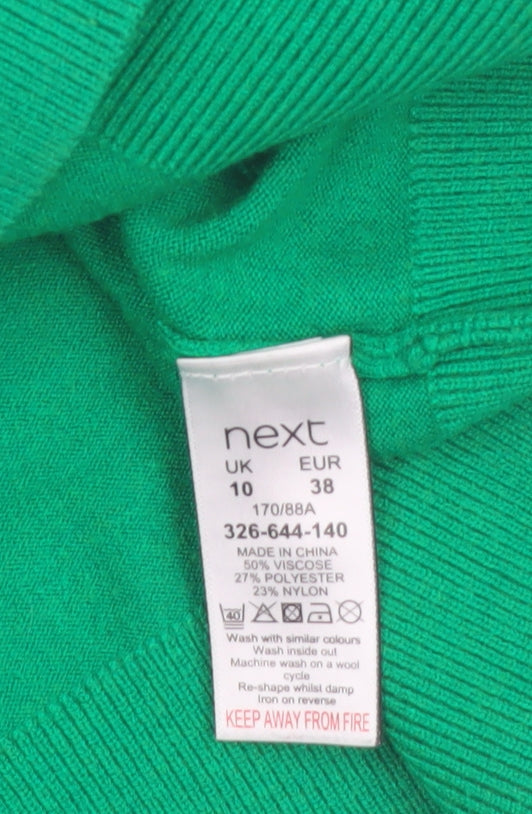 Next Womens Green Mock Neck Knit Pullover Jumper Size 10