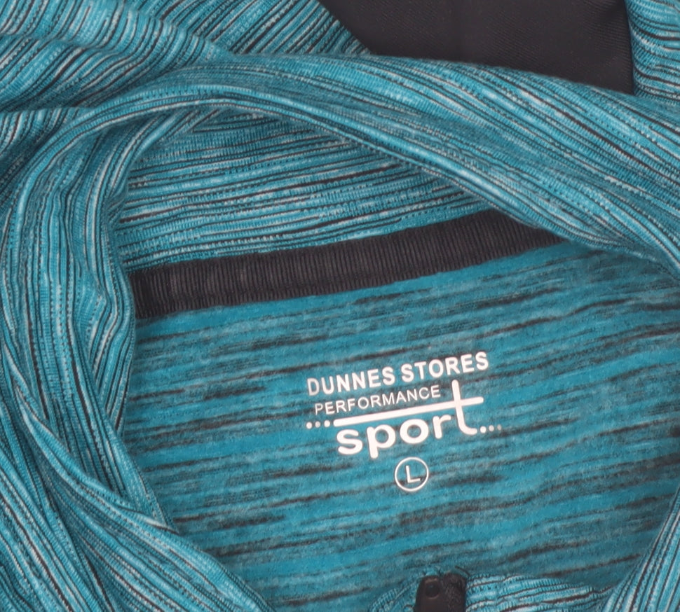 Dunnes Stores Women Blue Track Jacket Size L Lightweight Zip Activewear