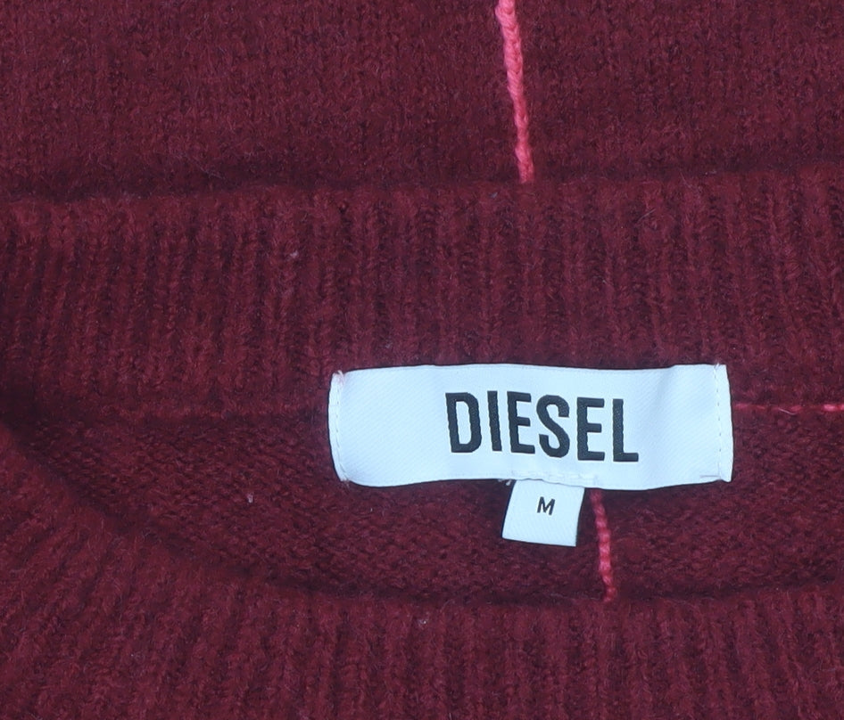 Diesel Women's Burgundy Wool Blend Pullover Jumper Size M